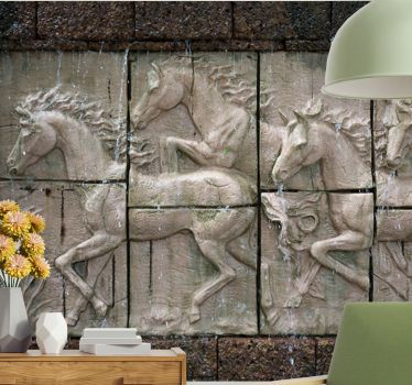 Tapisserie animaux chevaux au galop en relief - TenStickers