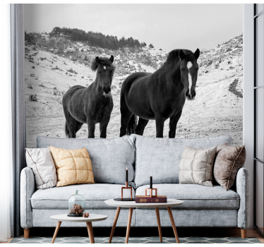 Tapisserie animaux chevaux noirs majestueux - TenStickers