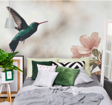 Tapisserie animaux colibri et fleur - TenStickers