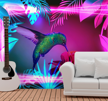 Tapisserie animaux colibri et floral - TenStickers