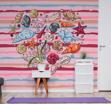 Tapisserie chambre enfant coquillages et vie marine - TenStickers