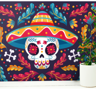 Tapisserie animaux crâne en sucre coloré - TenStickers