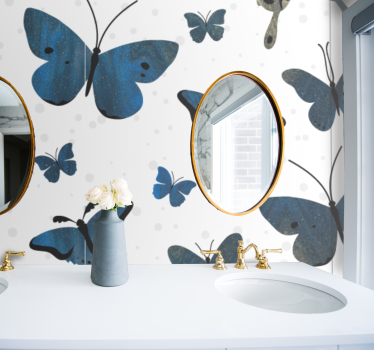 Tapisserie salle de bain papillon élégant en vol - TenStickers