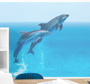 Tapisserie animaux dauphins sautant joyeusement - TenStickers