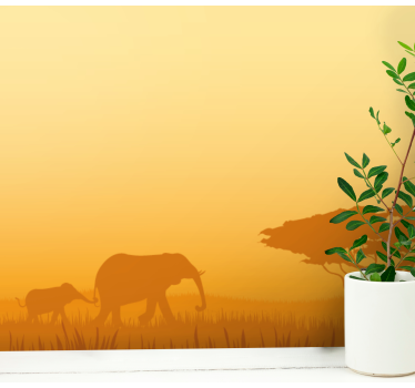 Tapisserie animaux éléphants en safari - TenStickers
