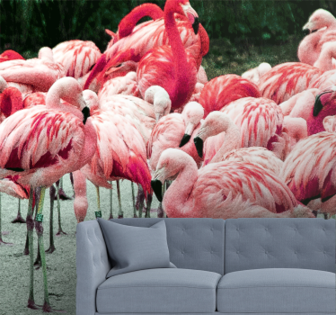 Tapisserie animaux flock de flamants roses - TenStickers