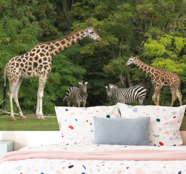 Tapisserie animaux girafes et zèbres - TenStickers