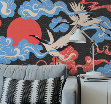 Tapisserie animaux grues en vol - TenStickers