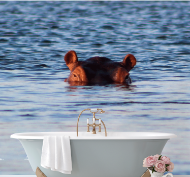 Tapisserie animaux hippopotame nageant paisiblement - TenStickers