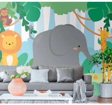 Tapisserie animaux jungle amis amicaux - TenStickers