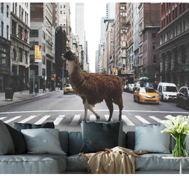 Tapisserie animaux llama dans la rue - TenStickers