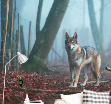 Tapisserie animaux loup dans la forêt brumeuse - TenStickers