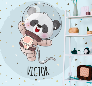 Tapisserie animaux panda astronaute heureux - TenStickers