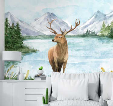 Tapisserie animaux paysage majestueux d'élans - TenStickers