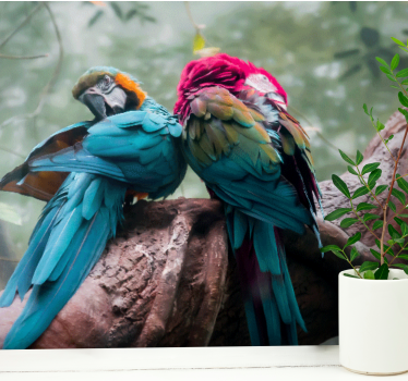 Tapisserie animaux perroquets colorés enlacés - TenStickers