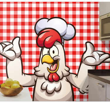 Tapisserie animaux personnage de poulet chef - TenStickers