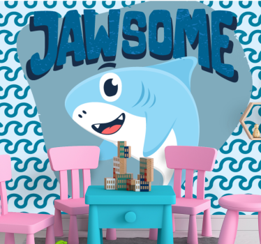 Tapisserie chambre enfant personnage de requin mâchoire - TenStickers