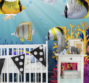 Tapisserie animaux poissons colorés sous-marins - TenStickers