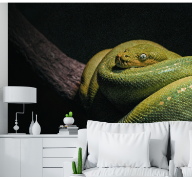 Tapisserie animaux python vert émeraude - TenStickers