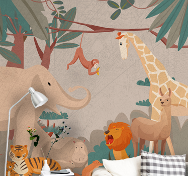 Tapisserie animaux rassemblement safari - TenStickers