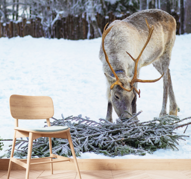 Tapisserie animaux rennes dans la neige - TenStickers