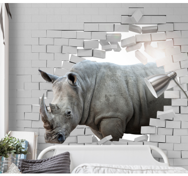 Tapisserie animaux rhinocéros perçant - TenStickers
