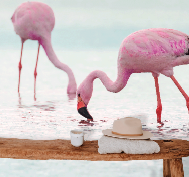 Tapisserie animaux scène d'alimentation des flamants - TenStickers