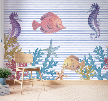 Tapisserie animaux scène de créature sous-marine - TenStickers