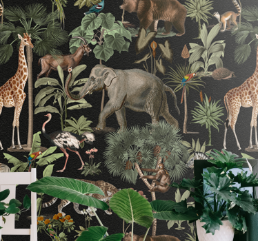 Tapisserie animaux scène de jungle sauvage - TenStickers