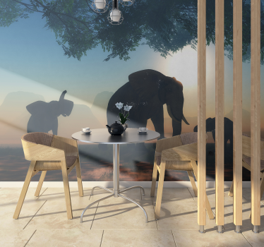 Tapisserie animaux scène d'éléphant de savane - TenStickers