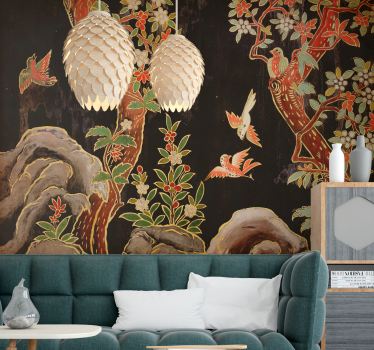 Tapisserie animaux scène d'oiseaux tropicaux - TenStickers