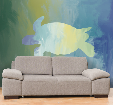 Tapisserie animaux silhouette de tortue abstraite - TenStickers