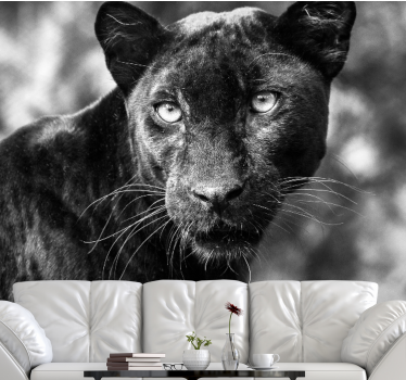 Tapisserie animaux tête de panthère noire - TenStickers