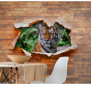 Tapisserie animaux tête de tigre sur mur - TenStickers