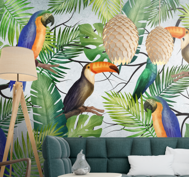 Tapisserie animaux thème oiseaux tropicaux - TenStickers