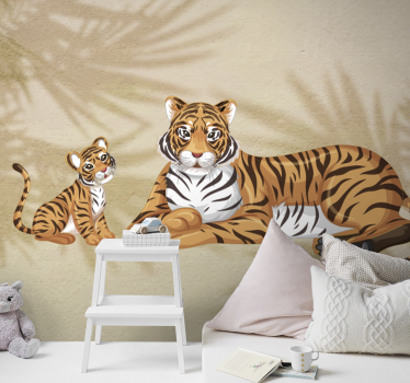 Tapisserie animaux tigres mère et bébé - TenStickers
