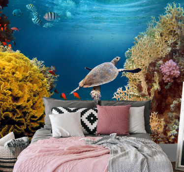Tapisserie animaux tortue de mer sous l'eau - TenStickers