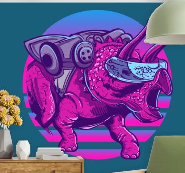 Tapisserie animaux tricératops futuriste - TenStickers