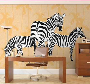Tapisserie animaux trio de zèbres stylisé - TenStickers