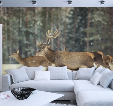 Tapisserie animaux troupeau de cerfs majestueux - TenStickers