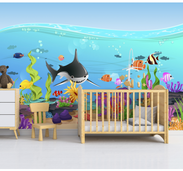 Tapisserie chambre enfant vie marine sous-marine - TenStickers