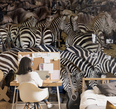 Tapisserie animaux zèbres en mouvement - TenStickers