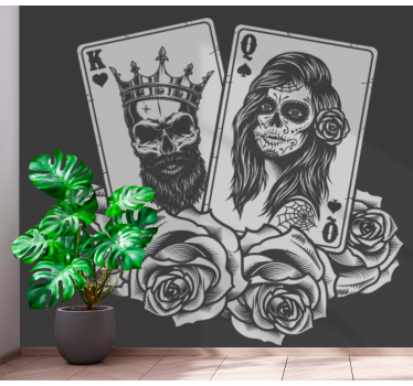 Tapisserie art cartes à jouer crâne - TenStickers