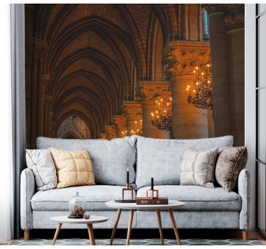 Tapisserie art classique arcades gothiques avec lustre - TenStickers