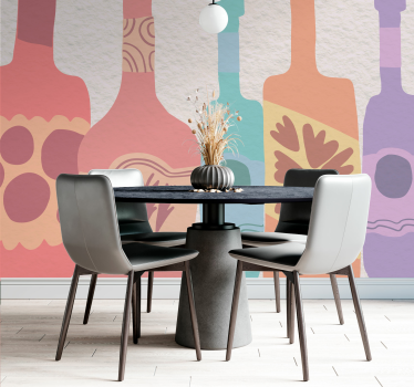 Tapisserie art collection de bouteilles stylisées - TenStickers