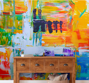 Tapisserie art composition abstraite vibrante - TenStickers