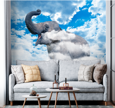 Tapisserie autres animaux Éléphant dans les nuages - TenStickers