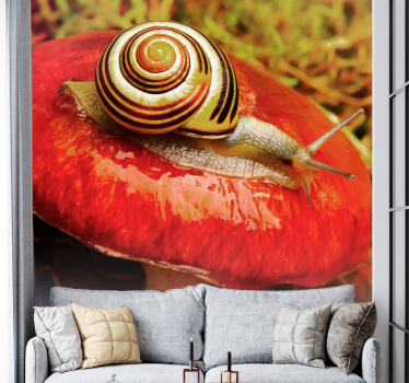 Tapisserie autres animaux escargot sur champignon - TenStickers