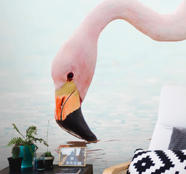 Tapisserie autres animaux flamant rose reflet eau - TenStickers