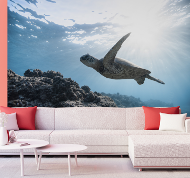 Tapisserie autres animaux scène de tortue sous-marine - TenStickers